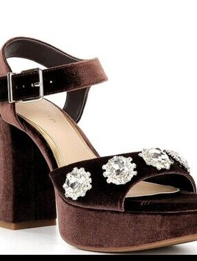 Copper Key Celleste Two Velvet Jewel Embellished Platform Dress Sandals